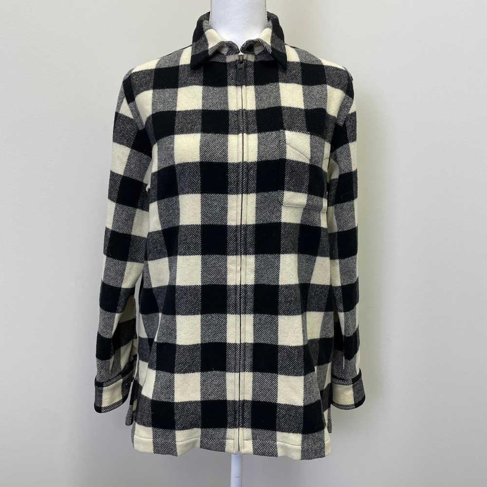 Lauren Ralph Lauren Womens Pure Wool Buffalo Plaid Zip Up Shirt Jacket M Outdoor